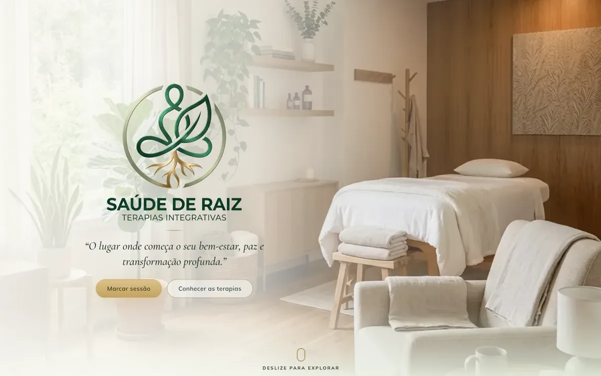 Página inicial do site Saúde de Raiz